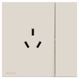 罗格朗开关插座 畅境  奶油白 带开关三扁插座 三孔插座 10A