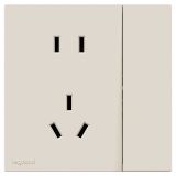 罗格朗开关插座 畅境  奶油白 带双控开关连体二三插座 五孔带开