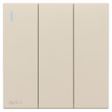 罗格朗开关插座 畅境  粉铂金 三位单控带指示开关 三开单控 16AX