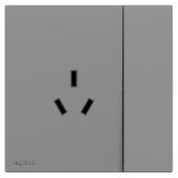 罗格朗开关插座 悦铂  深砂银 带开关三扁插座 三孔插座 10A