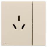 罗格朗开关插座 悦铂  粉铂金 带开关三扁插座 三孔插座 16A