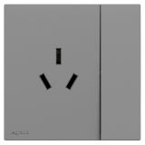 罗格朗开关插座 悦铂  深砂银 带开关三扁插座 三孔插座 16A