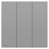 罗格朗开关插座 博骏  艺术灰 三位单控开关 三开单控 16AX