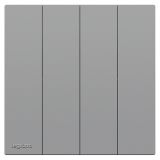 罗格朗开关插座 博骏  艺术灰 四位单控开关 四开单控 16AX