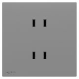 罗格朗开关插座 悦铂  深砂银 双联二扁插座 四孔插座 10A