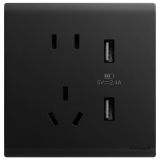 罗格朗开关插座 仕艺 石墨黑 带二三插USB充电插座 USB五孔插座