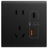 罗格朗开关插座 仕艺 石墨黑 带二三插Type A+C USB充电插座  Type A+C USB五孔插座 20W