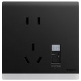 罗格朗开关插座 仕艺 石墨黑 感应地脚灯带五孔插座