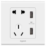 罗格朗开关插座 逸典 玉兰白（方） USB充电五孔插座 五孔USB 2400mA