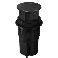 延长线插座(电动升降插座,3位五孔+USB充电A+C,带无线充,黑色)