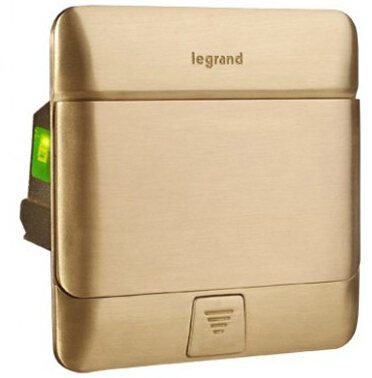 罗格朗铜面方形3模_空地脚插_奥特模块专用