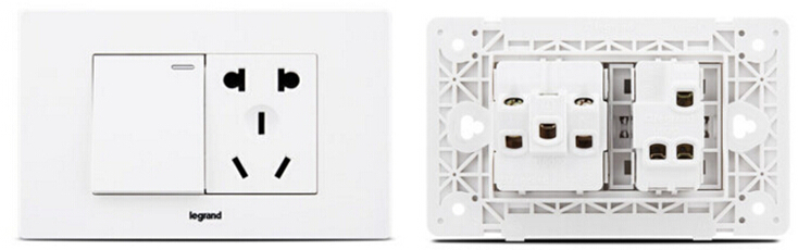 罗格朗118型开关插座面板尚超风5五孔二三插一开双控带荧光电源插