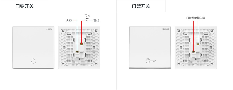 罗格朗仕典/逸景门铃开关/门禁开关接线图